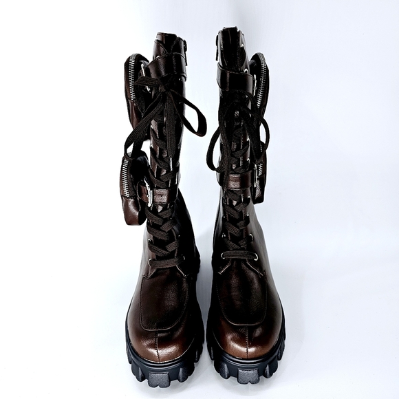 NWOB Women's 10 PazzCe Mission Brown Fashion Statement Calf High Shaft Boot - Picture 4 of 11